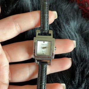 Talbots Black Womens Dainty Leather Watch